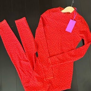 NWT SKIMS X FENDI long sleeve pants jumpsuit